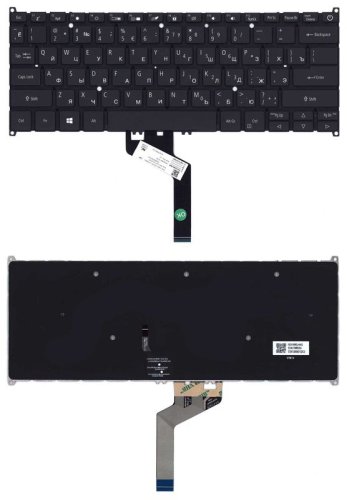 Клавіатура для Acer Aspire Swift 5 SF514-52T (Black, з підсвіткою, без рамки, RU)