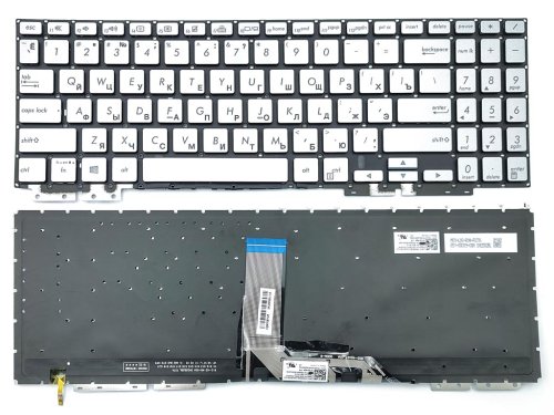 Клавіатура для ноутбука ASUS ZenBook UX562FA, UX562FAC, UX562FD, UX562FDX, UX562F, UX562UG (RU Silver без рамки з підсвіткою). Оригінал