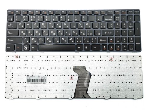 Клавіатура для LENOVO IdeaPad Z580, G580, G585, Z580A, Z585 (RU Black, сіра рамка)