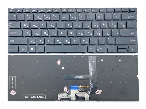 Клавіатура для ноутбука ASUS ZenBook UX433, UX433FA, UX433FAC, UX433FN, UX433FQ, U4300F, UM433, UX433FL (RU Black без рамки з підсвіткою). Оригінал