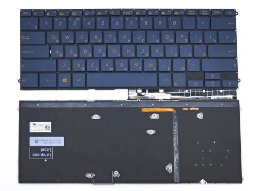 Клавіатура для ноутбука Asus UX490, UX490CA, UX490UA, UX490U, UX490UAR (RU Blue з підсвіткою)