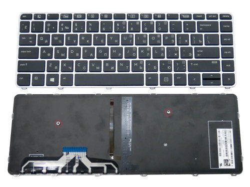 Клавіатура для HP EliteBook Folio 1040 G3 (RU Black з рамкою Silver та підсвіткою)