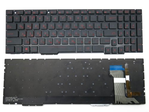 Клавіатура для ноутбука ASUS GL553, GL553V, GL553VW, ZX73, FX553VD, ZX553VD, ZX53V, FX53VD, FX753VD, FZ53V (RU Black без рамки з підсвіткою). Оригінал