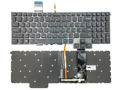 Клавіатура для Lenovo Gaming 3-15IMH05, 15ARH05, 15ACH, GY530, GY550, GY570, Legion 5-15IMH05H, 15ARH055P, 5P-15IMH05 (RU Black, підсвітка Blue)
