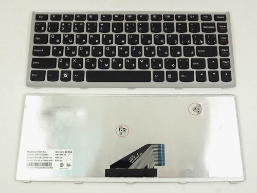Клавіатура для LENOVO IdeaPad U310 (RU Black, срібляста рамка)