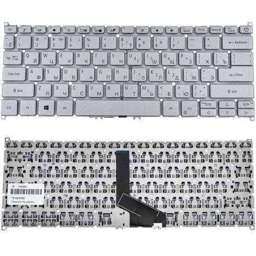 Клавіатура до ноутбуку ACER (AS: SF314-42, SF314-57) російська розкладка, сріблястий колір, без фрейму
