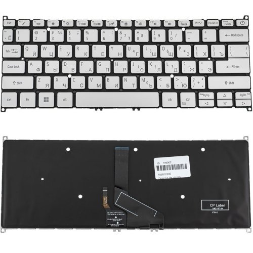 Клавіатура до ноутбуку ACER (AS: SF314-42, SF314-57) російська розкладка, сріблястий колір, без фрейму, підсвітка клавіш