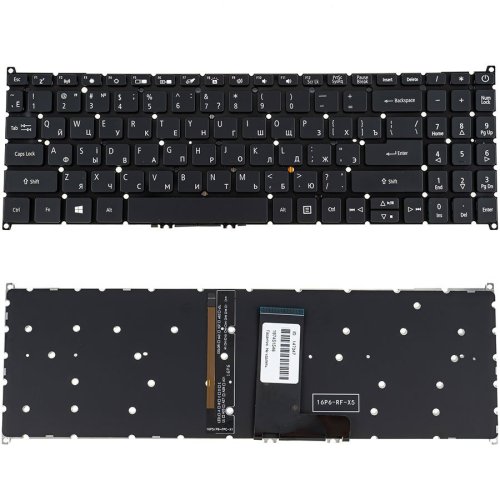 Клавіатура до ноутбуку ACER (SW: SF315-51) українська розкладка, чорний колір, без фрейму, підсвітка клавіш (Оригінал)
