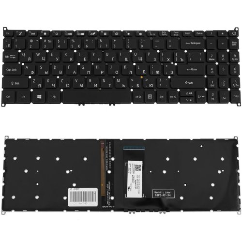 Клавіатура до ноутбуку ACER (SW: SF315-51) російська розкладка, чорний колір, без фрейму, підсвітка клавіш (Оригінал)