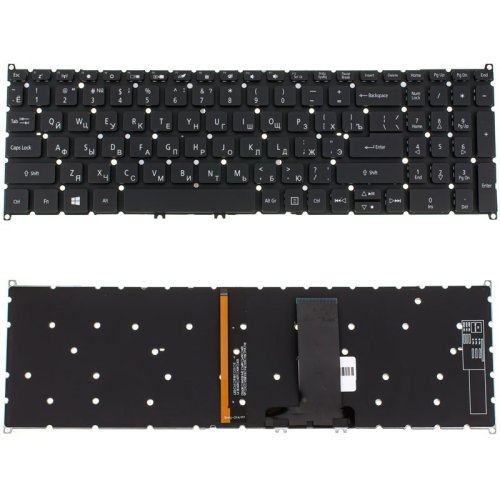 Клавіатура до ноутбуку ACER (AS: SP515-51) російська розкладка, чорний колір, без фрейму, підсвітка клавіш