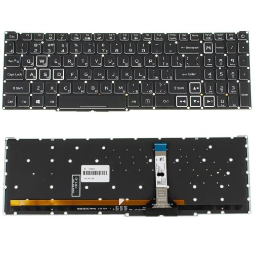 Клавіатура до ноутбуку ACER (Nitro: AN517-55) російська розкладка, чорний колір, без фрейму, підсвітка клавіш RGB (Оригінал)