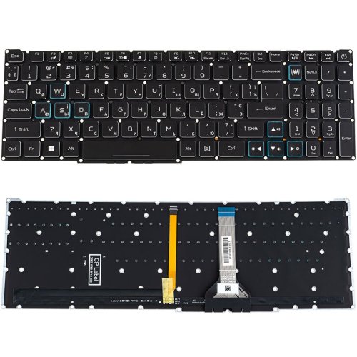 Клавіатура до ноутбуку ACER (Nitro: AN517-55) українська розкладка, чорний колір, без фрейму, підсвітка клавіш RGB (Оригінал)