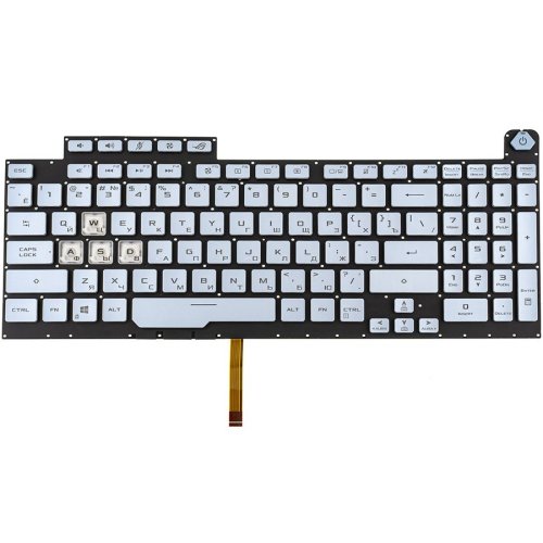 Клавіатура до ноутбуку ASUS (G731GD, G731GT, G731GU) російська розкладка, сріблястий колір, без фрейму, підсвітка клавіш (RGB 4, 16 pin) (Оригінал)