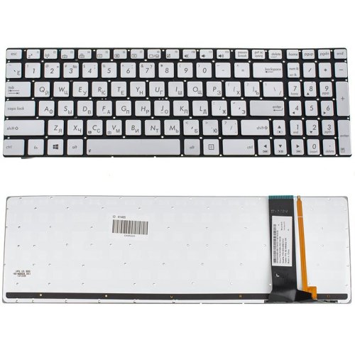 Клавіатура до ноутбуку ASUS (G550, N550, N750 серій) російська розкладка, сріблястий колір, підсвітка клавіш, без фрейму