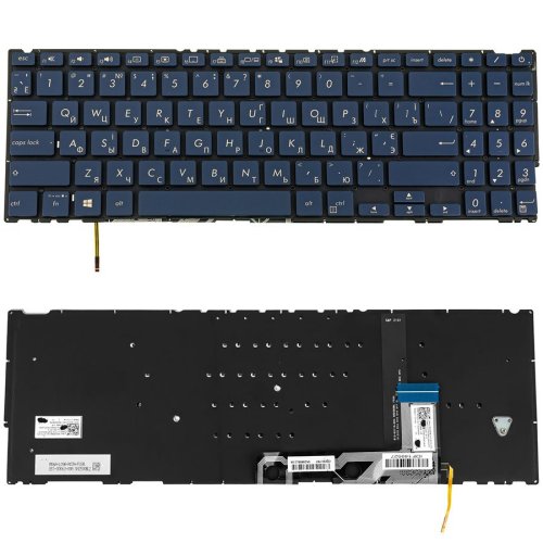 Клавіатура до ноутбуку ASUS (UX534 серій) українська розкладка, синій колір, без фрейму, підсвітка клавіш (Оригінал)