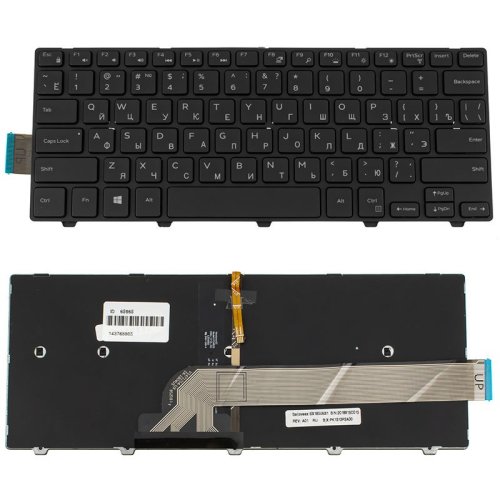 Клавіатура до ноутбуку DELL (Vostro: 3458, 3459, Latitude: 3450) російська розкладка, чорний колір, підсвітка клавіш