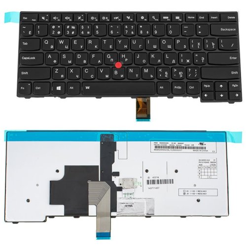 Клавіатура до ноутбуку LENOVO (ThinkPad Edge: T431S, T440, T440P, T440S) російська розкладка, чорний колір, підсвітка клавіш