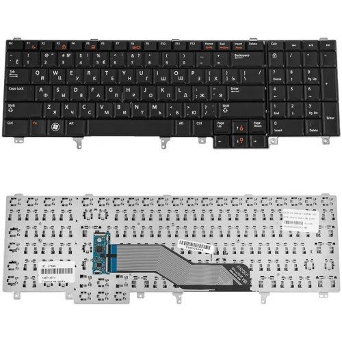 Клавіатура до ноутбуку DELL (Latitude: E6520, E6530, E6540, Precision M4600, M6600), російська розкладка, чорний колір без джойстика