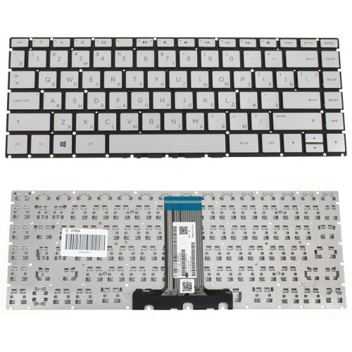 Клавіатура до ноутбуку HP (240 G6, 245 G6) російська розкладка, сріблястий колір, без фрейму