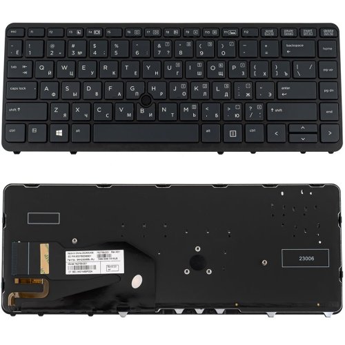 Клавіатура до ноутбуку HP (EliteBook: 840, 850) російська розкладка, чорний колір, підсвітка клавіш, без джойстика