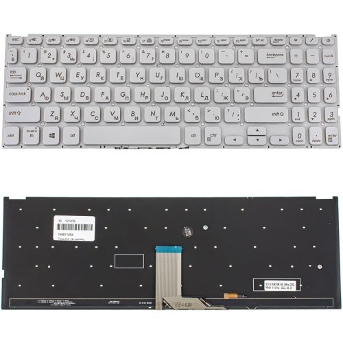 Клавіатура до ноутбуку ASUS (X512 серій) російська розкладка, сріблястий колір, без фрейму, підсвітка клавіш