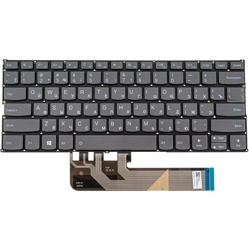 Клавіатура до ноутбуку LENOVO (Yoga 530-14ARR, 530-14IK ) російська розкладка, чорний колір, без фрейму, підсвітка клавіш (Оригінал)