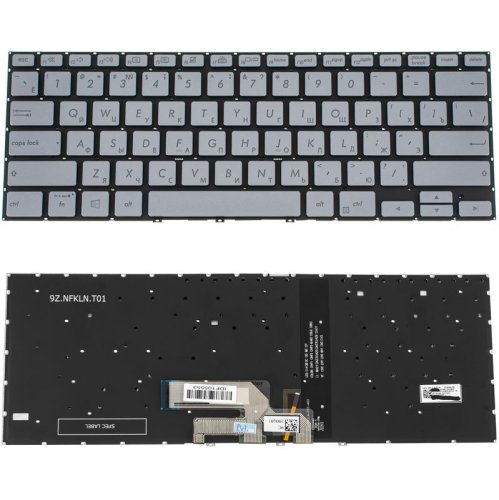 Клавіатура до ноутбуку ASUS (UX462 серій) російська розкладка, сріблястий колір, без фрейму, подветка клавиш