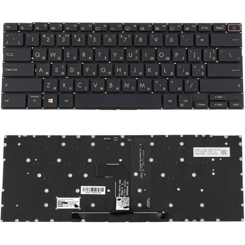 Клавіатура до ноутбуку ASUS (UX393 серій) українська розкладка, чорний колір, без фрейму, підсвітка клавіш (Оригінал)