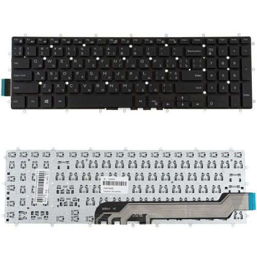 Клавіатура до ноутбуку DELL (Inspiron: 7566, 7567) українська розкладка, чорний колір, без фрейму