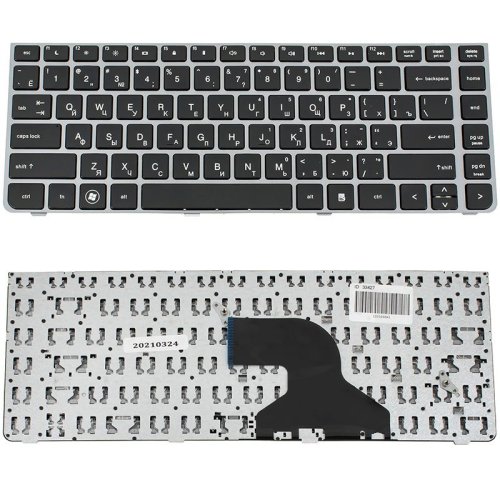 Клавіатура до ноутбуку HP (ProBook: 4330s, 4331s, 4430s, 4431s, 4435s, 4436s) російська розкладка, чорний колір, сріблястий колір frame