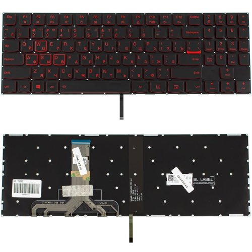 Клавіатура до ноутбуку LENOVO (Legion: Y520-15) російська розкладка, чорний колір, без фрейму, підсвітка клавіш (Оригінал RED)