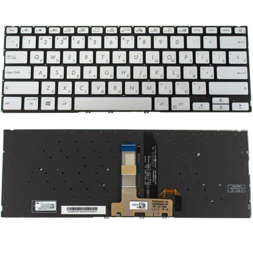 Клавіатура до ноутбуку ASUS (X432 серій) російська розкладка, sivler, без фрейму, підсвітка клавіш (Оригінал)