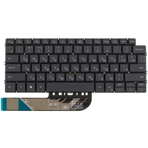 Клавіатура до ноутбуку DELL (Inspiron: 5390, 5490, 7490) російська розкладка, сірий колір, без фрейму, підсвітка клавіш (Оригінал)