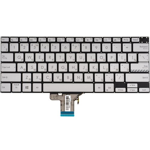 Клавіатура до ноутбуку ASUS (X3400, X7400 серій), російська розкладка, сріблястий колір, без фрейму, підсвітка клавіш