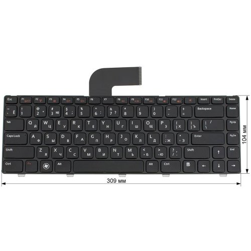 Клавіатура до ноутбуку DELL (Inspiron: 5520, M4110, M5040, M5050, N4110, N5040, N5050, Vostro: 1540, 3550, XPS: L502) російська розкладка, чорний колір
