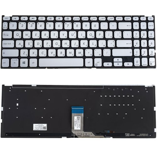 Клавіатура до ноутбуку ASUS (X512 серій) українська розкладка, сріблястий колір, без фрейму, підсвітка клавіш