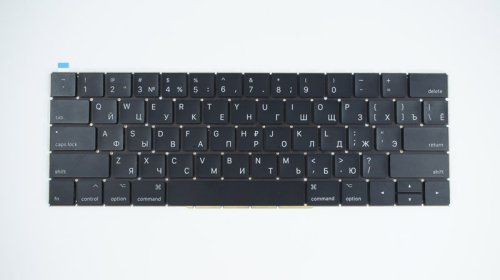 Клавіатура до ноутбуку APPLE (MacBook Pro Retina: A1706, A1707 (2016-2017)) російська розкладка, чорний колір, маленький Enter (Оригінал), підсвітка клавіш