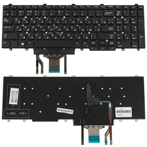 Клавіатура до ноутбуку DELL (Latitude: E5550, E5570) російська розкладка, чорний колір, без фрейму, підсвітка клавіш