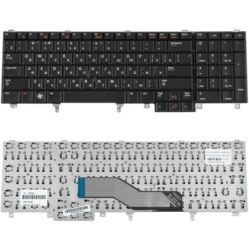 Клавіатура до ноутбуку DELL (Latitude: E6520, E6530, E6540, Precision M4600, M6600), російська розкладка, чорний колір без джойстика, без платки