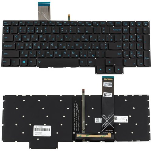 Клавіатура до ноутбуку LENOVO (Legion: 5-15 серій), українська розкладка, чорний колір, без фрейму,  підсвітка клавіш (BLUE) (Оригінал)