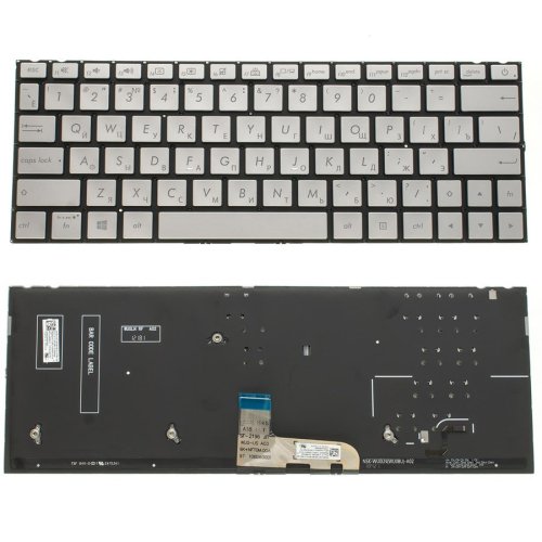 Клавіатура до ноутбуку ASUS (UX333 серій) російська розкладка, сріблястий колір, без фрейму, підсвітка клавіш