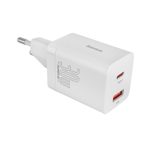 Зарядний пристрій Baseus Super Si Pro Quick Charger C+U 30W EU білий  CCSUPP-E02