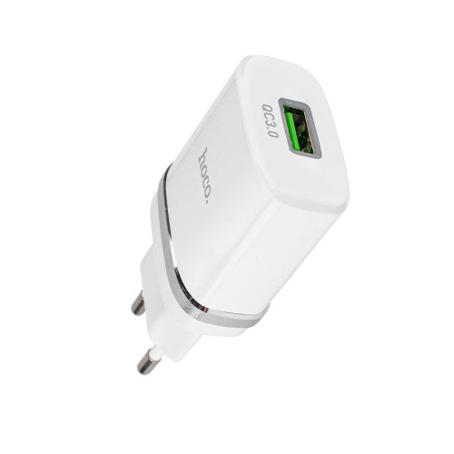 Зарядний пристрій HOCO C12Q Smart  QC3.0  18W  білий  Micro Set   6931474716286