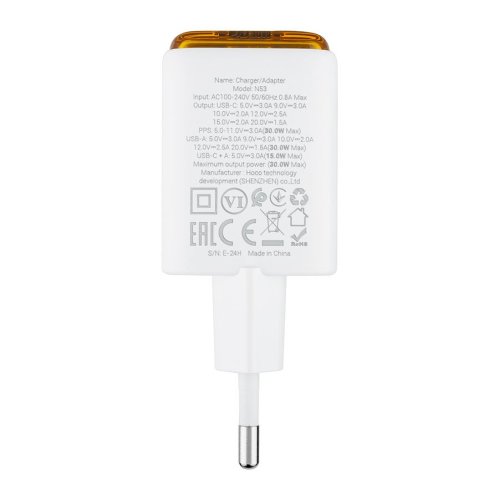 Зарядний пристрій HOCO N53 Monsoon PD30W+QC3.0  білий  6942007630436