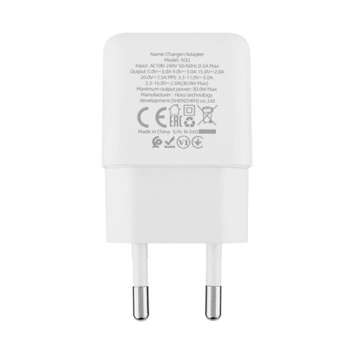 Зарядний пристрій HOCO N32 Glory  PD30W  білий  6931474789914