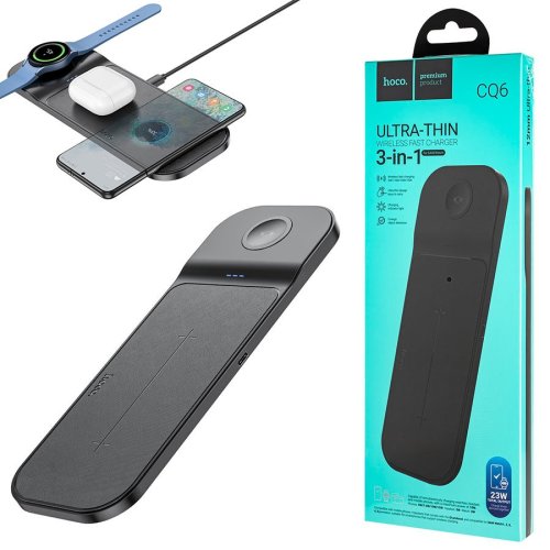 Бездротовий зарядний пристрій  HOCO CQ6 Power 3-in-1 wireless fast charger  чорний  6942007612029