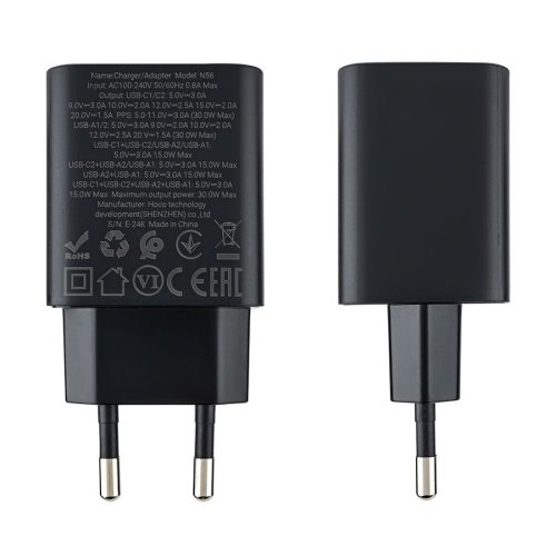 Зарядний пристрій HOCO N56 Fundador  2C+2U  PD30W  чорний  6942007632492