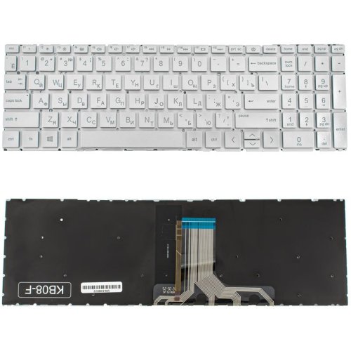 Клавіатура для ноутбука HP Pavilion: 15-EG, 15-EH rus, срібла, без фрейма, підсвічування клавіш