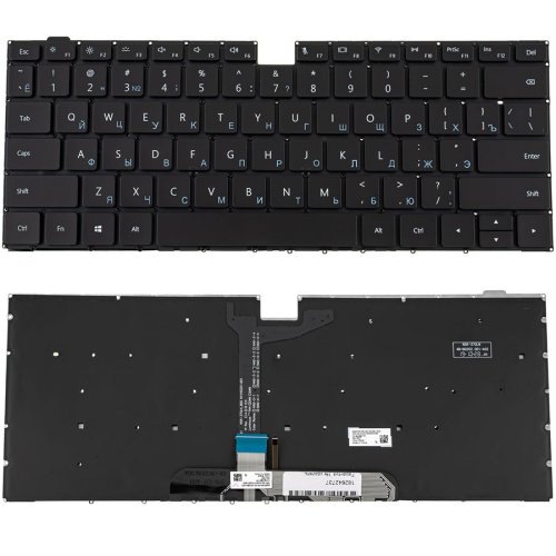 Клавіатура для ноутбука HUAWEI D14, D15 series rus, чорна, без фрейма, підсвічування клавіш