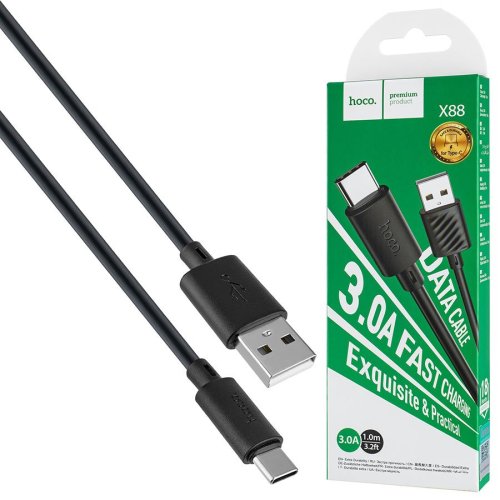 Кабель HOCO X88 Gratified Type-C Чорний 6931474783349
